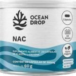 NAC 600mg Ocean Drop 120 Cápsulas Antioxidante Precursor da Glutationa Vegano Sem Glúten Saúde do Fígado Imunidade Detox Alta Potência Suplemento